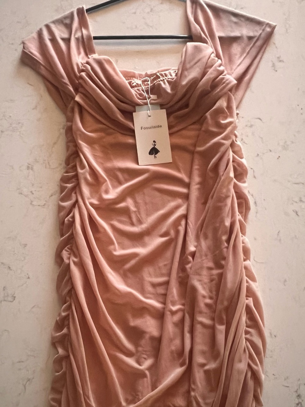 Pink Ruched Velvet Dress